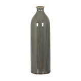 Hill Interiors Grey Glazed Ceramic Vase with a tall rounded body tapering to a narrow neck, shown against a plain white background.