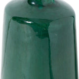 Close-up of Hill Interiors Emerald Glazed Ceramic Vase showing the glossy deep green finish and softly crackled glaze across its rounded body.