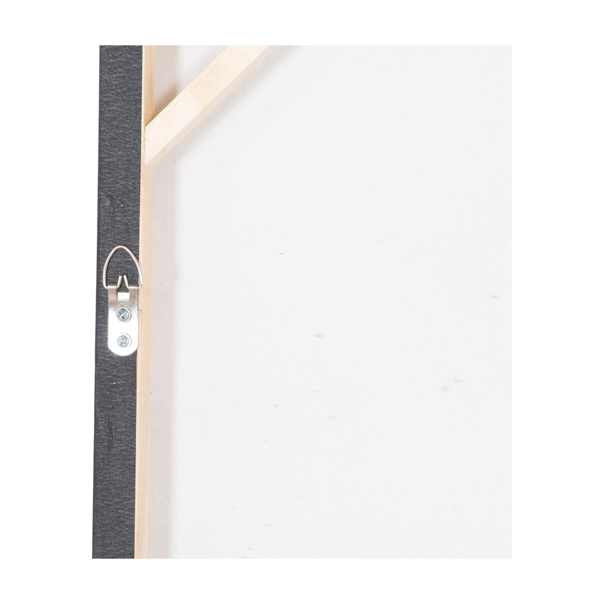 Reverse view of Hill Interiors hand painted galaxy canvas wall art showing the solid wood stretcher frame, D-ring hanger and stretched canvas back.