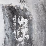 Close-up of Hill Interiors Hand Painted Galaxy canvas wall art showing textured silver, white and charcoal brushwork with cracked metallic detailing.
