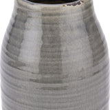 Hill Interiors Stefanie ceramic vase in grey with a curved tapered body and crackle-glazed matte finish, shown close up against a plain white background.