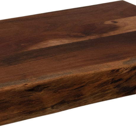 Hill Interiors Large Live Edge Chopping Board in solid brown wood, showing grain, knots and natural contoured edge on a plain white background.