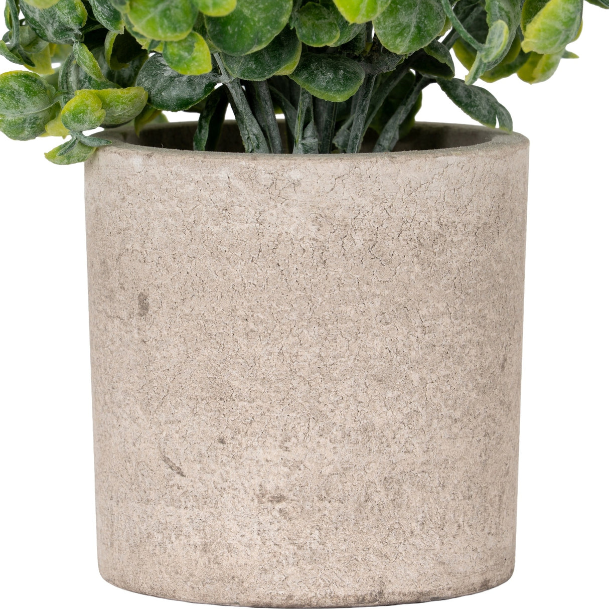 Faux Eucalyptus Plant in Stone Effect Pot – Green