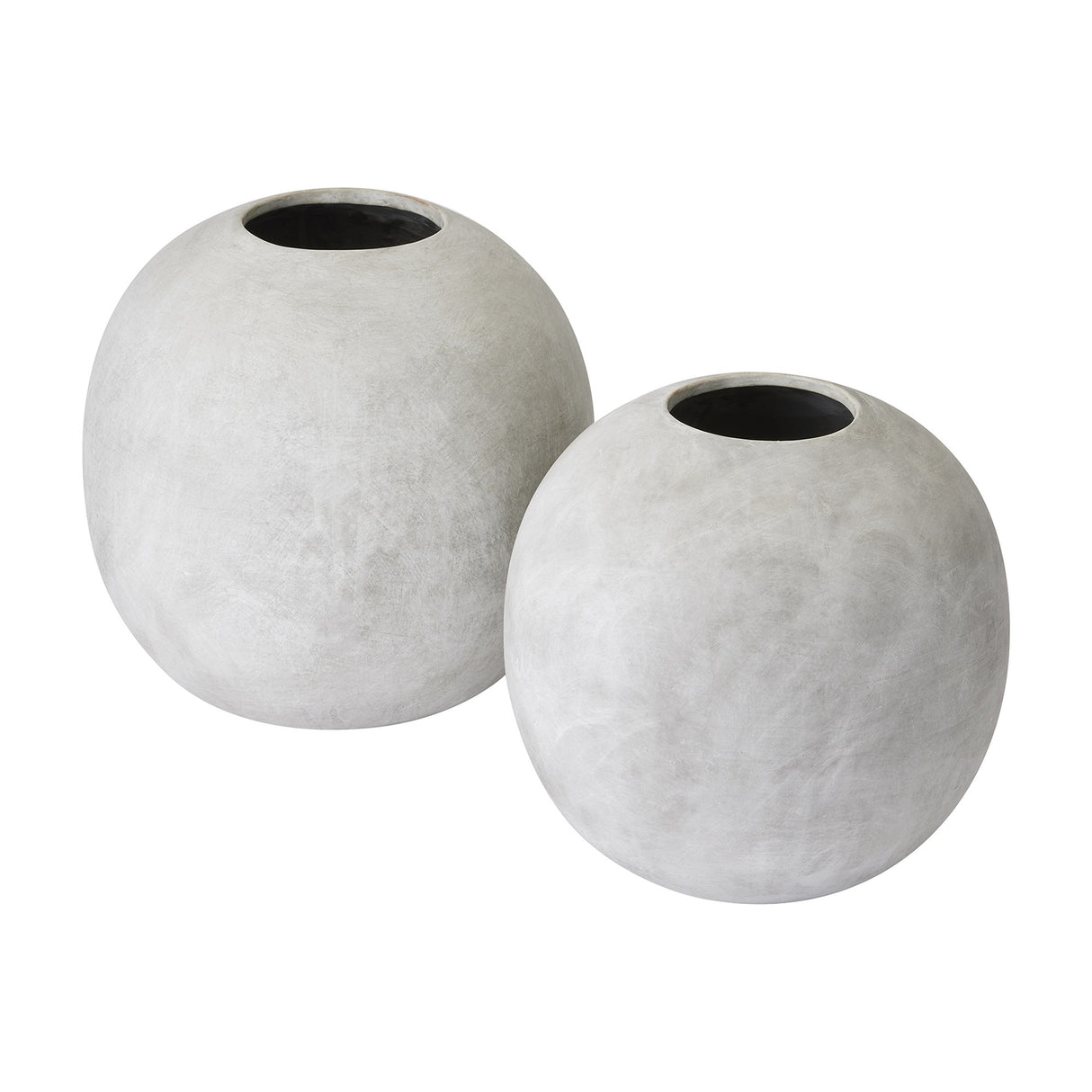 Two Hill Interiors Small Globe ceramic vases in matte beige with spherical bodies and narrow openings, shown on a plain white background.