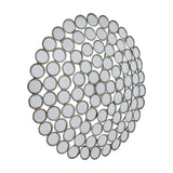 Hill Interiors large round wall mirror with clustered small circular mirrored panels in a softly aged silver metal frame, shown on a plain white background.