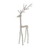 Hill Interiors Silver Standing Stag Ornament in metal with textured finish, branching antlers, and slender legs, on a plain white background.