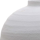 Close-up of the Hill Interiors Matt White Ceramic Vase showing its rounded body, textured matt white finish and short neck against a plain background.