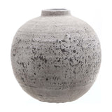 Hill Interiors Stone Ceramic Vase in beige with a rounded, full-bodied form, narrow neck and textured stone-like finish, shown on a plain white background.