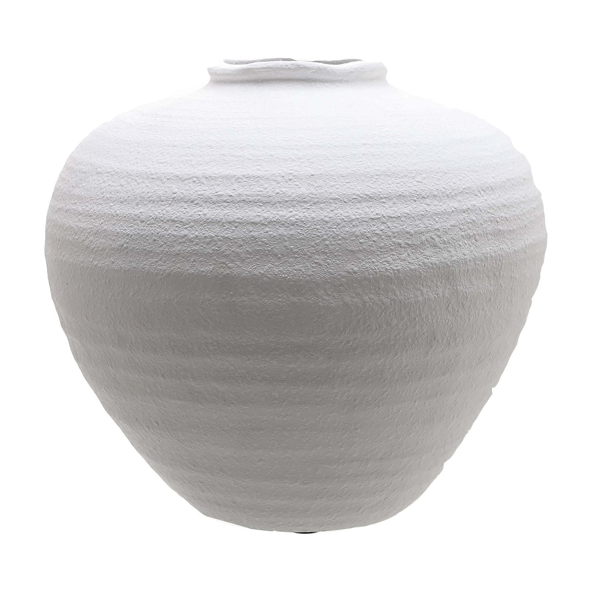 Hill Interiors large matt white ceramic vase with a rounded, full body and narrow neck, shown against a plain white background.