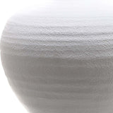Close-up of Hill Interiors Large Matt White Ceramic Vase showing the rounded, textured body and soft chalky matt white finish against a plain background.