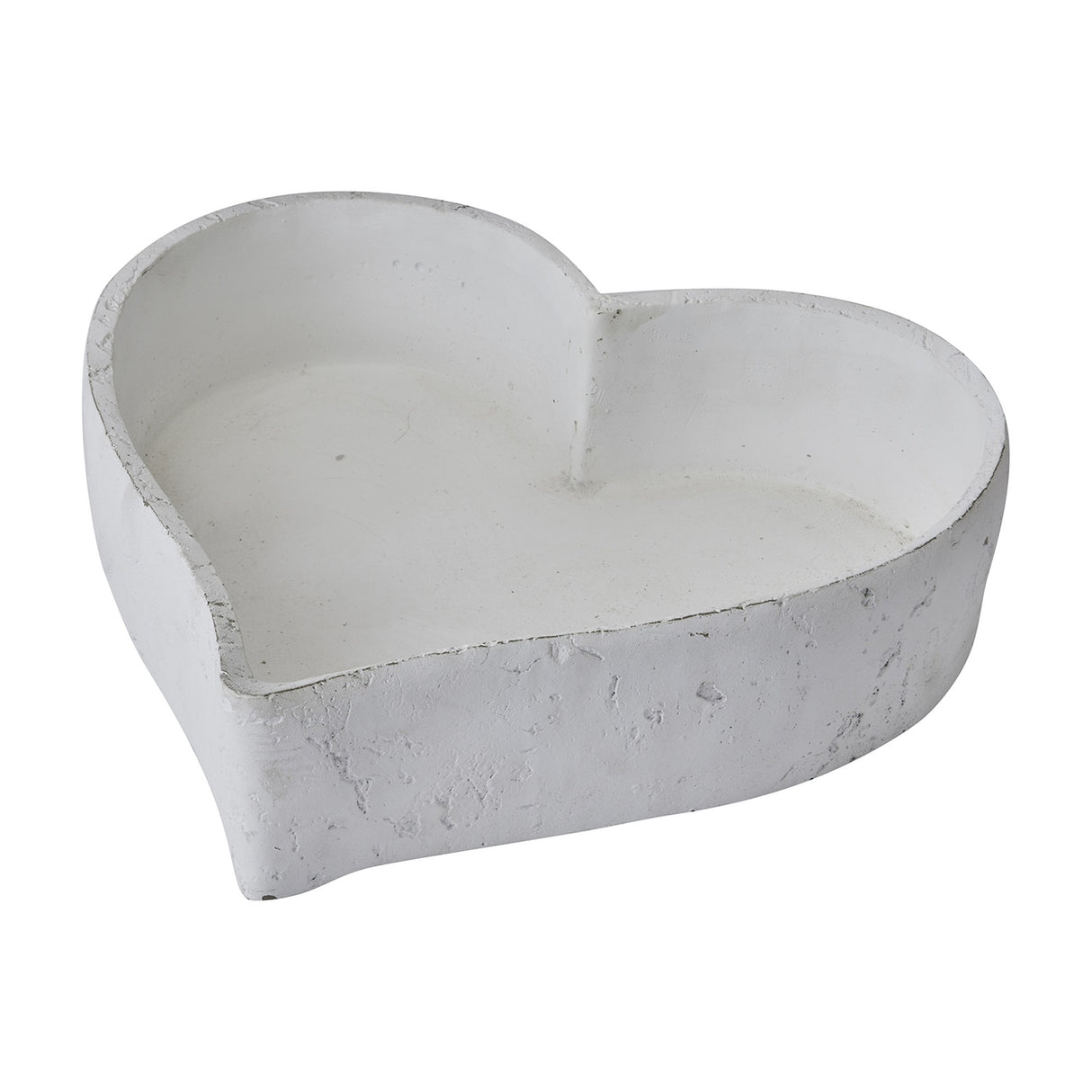 Hill Interiors matt white ceramic heart-shaped decorative dish with a textured chalky finish, shown on a plain white background.