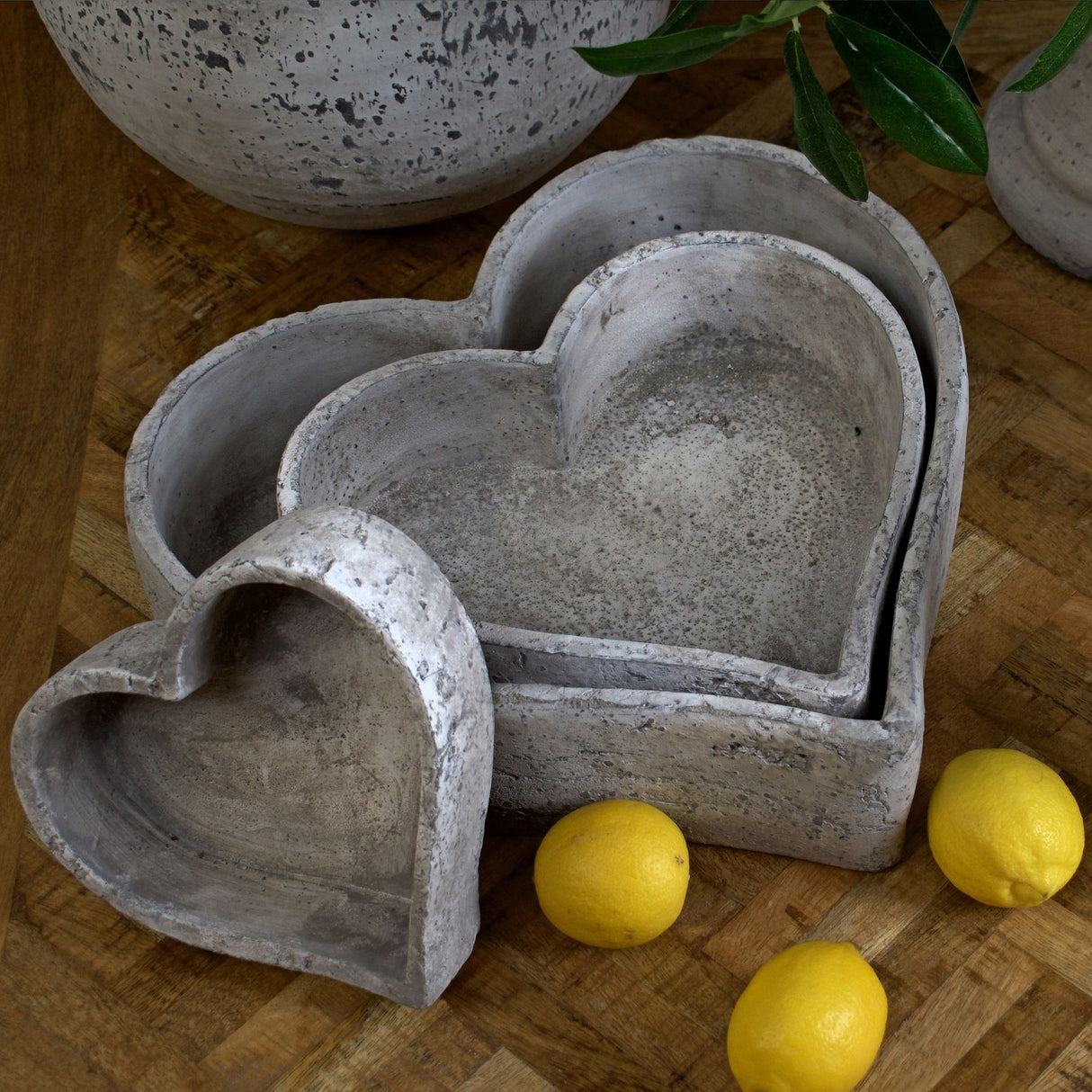 Set of Three Large Stone Ceramic Bowls – Beige