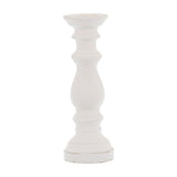 Hill Interiors matt white ceramic column candle holder with a turned baluster silhouette and flat pillar top, shown on a plain white background.