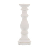 Large Matt White Ceramic Column Candle Holder – White