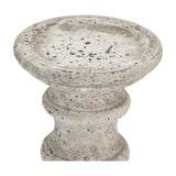 Hill Interiors Small Stone Ceramic Column Candle Holder in beige with a distressed stone-effect finish, shown close-up on a plain white background.
