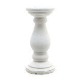 Hill Interiors small matt white ceramic candle holder with turned baluster profile and round pedestal base, shown on a plain white background.