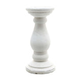 Hill Interiors Large Matt White Ceramic Candle Holder with a turned baluster column and round base, shown against a plain white background.