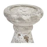 Close-up of Hill Interiors Small Stone-Effect Ceramic Candle Holder in beige, showing the textured matte top and rounded rim on a plain white background.