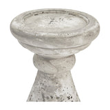 Hill Interiors large beige ceramic candle holder with tapered pillar form and stone-effect matte finish, shown close-up on a plain white background.