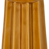 Close-up of the Hill Interiors Tall Ceramic Vase in ochre yellow, showing the fluted tapering body and subtle tonal shifts across the glazed surface.