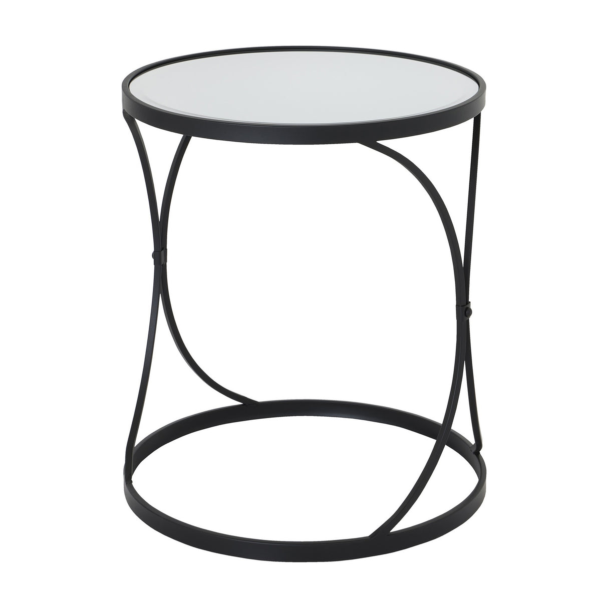 Set of Two Black Mirrored Side Tables – Black