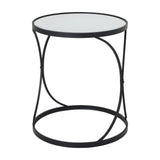 Set of Two Black Mirrored Side Tables – Black