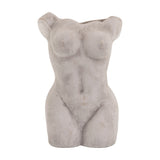 Hill Interiors Female Figure Ceramic Vase in beige with a matte sculptural torso form, shown against a plain white background.
