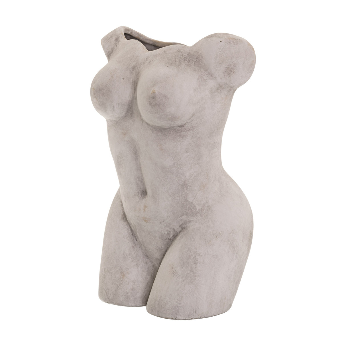 Hill Interiors Female Figure ceramic vase in beige with a matte sculptural torso form, shown against a plain white background.