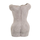 Hill Interiors Female Figure Ceramic Vase in beige with a matte sculptural torso form shown from the back, set against a plain white background.