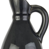 Close-up of Hill Interiors Decorative Tall Stoneware Jug in navy blue, showing the glossy ceramic glaze, slim neck and curved loop handle.