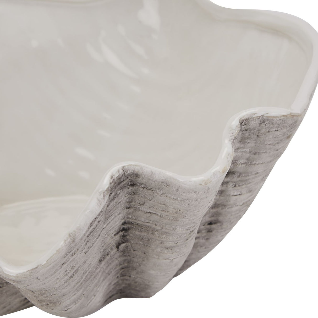 Large Ceramic Shell Bowl Planter – White