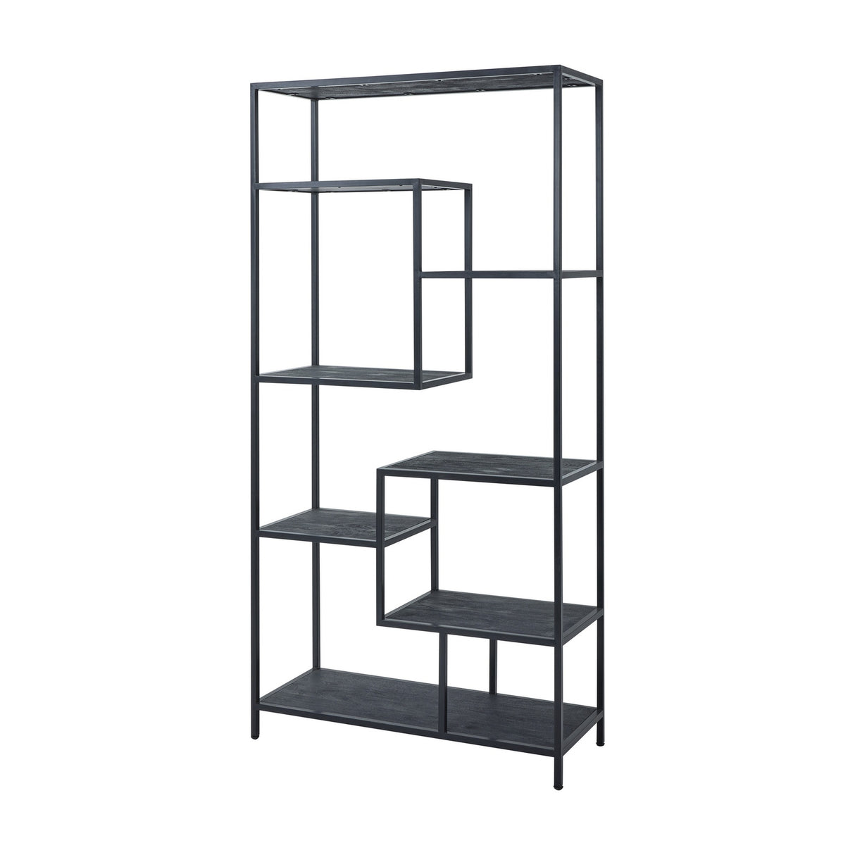 Large Black Metal Multi-Shelf Storage Unit – Black