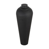 Hill Interiors Matt Black Metal Lidded Vase in medium size, with a tall tapering hammered silhouette and removable lid, shown on a white background.