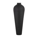Hill Interiors Matt Black Large Lidded Metal Vase, a tall floor-standing piece with textured matt black finish and fitted lid, on a plain white background.