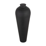 Hill Interiors Matt Black Large Lidded Metal Vase with a tall tapered hammered-texture body and fitted lid, shown on a plain white background.