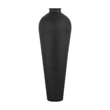 Hill Interiors Matt Black Large Lidded Metal Vase with tapered hammered body and fitted lid, shown against a plain white background.