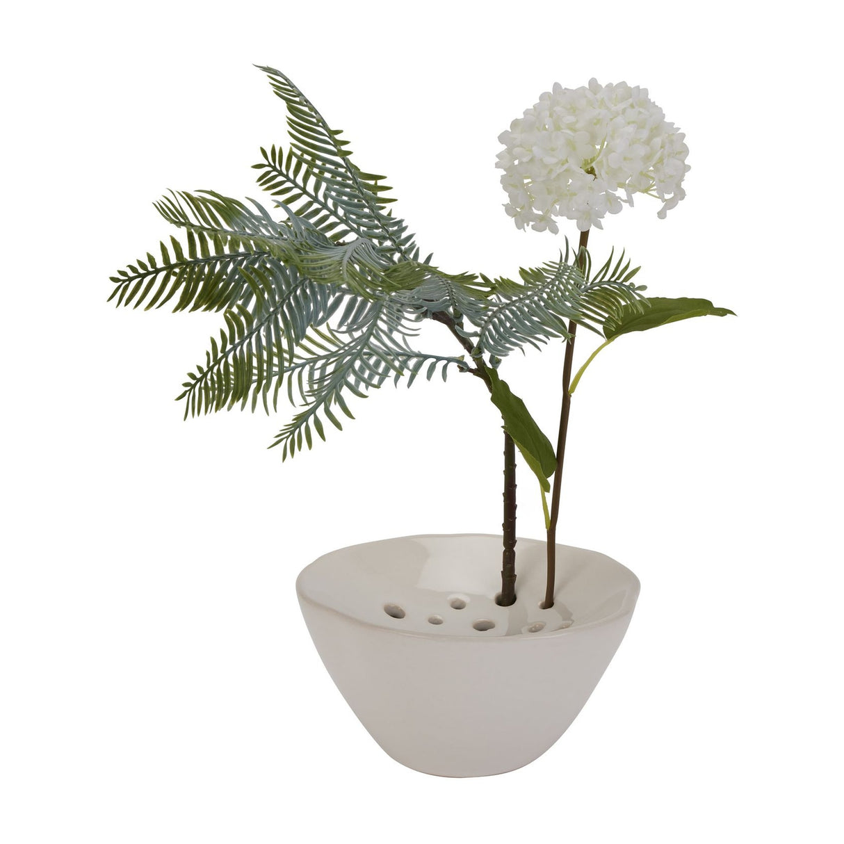 Ceramic Flower Frog Vase – White