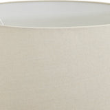 Close-up of the Hill Interiors Ceramic Table Lamp 76cm in white, showing the neutral linen-look drum shade and its white inner lining.