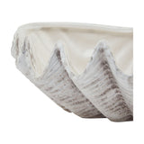 Close-up of Hill Interiors Medium Ceramic Shell Bowl Planter in white, showing the fluted scallop ridges and softly glazed finish.