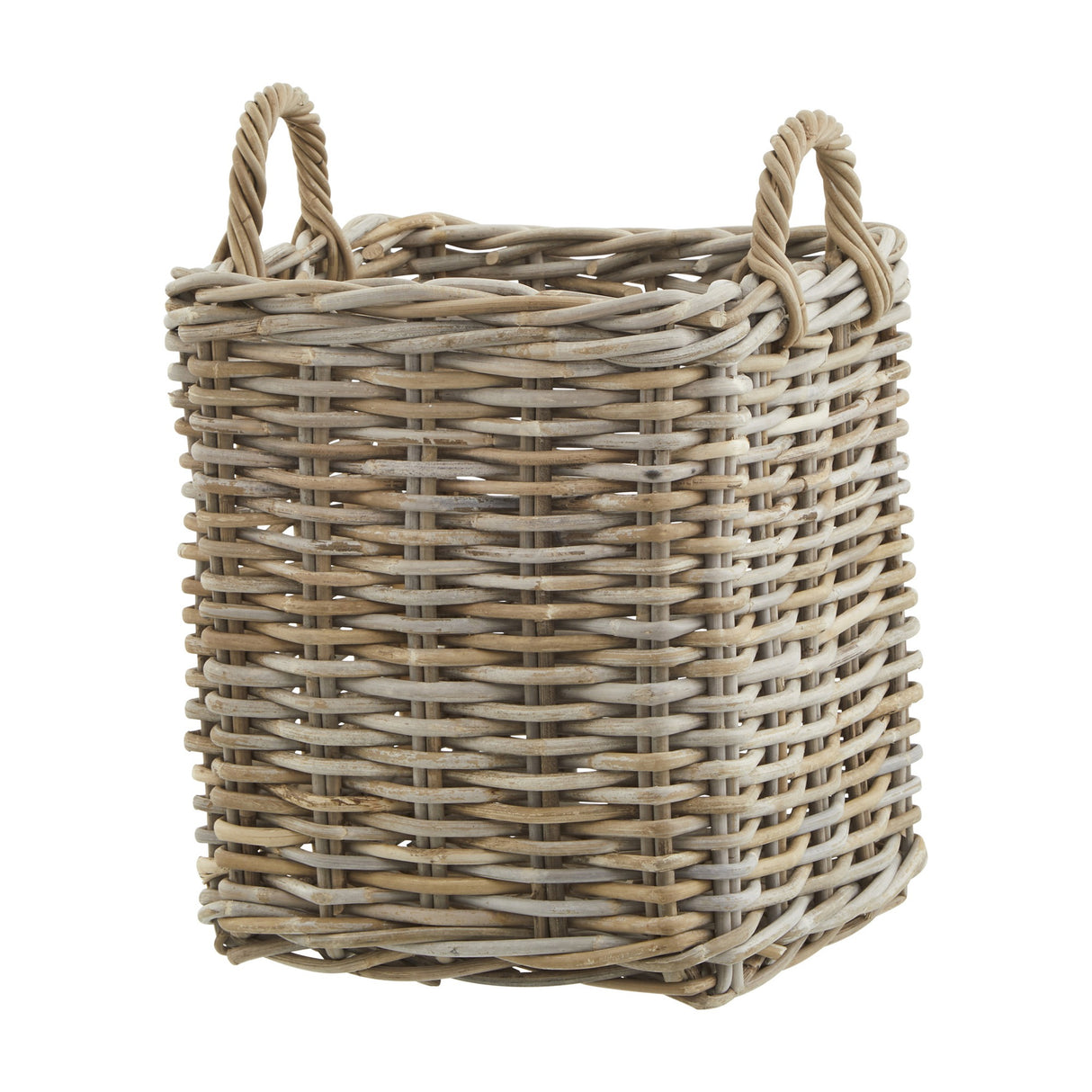 Set of 3 Square Rattan Storage Baskets – Brown