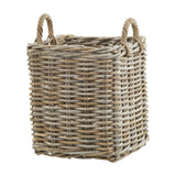 Set of 3 Square Rattan Storage Baskets – Brown