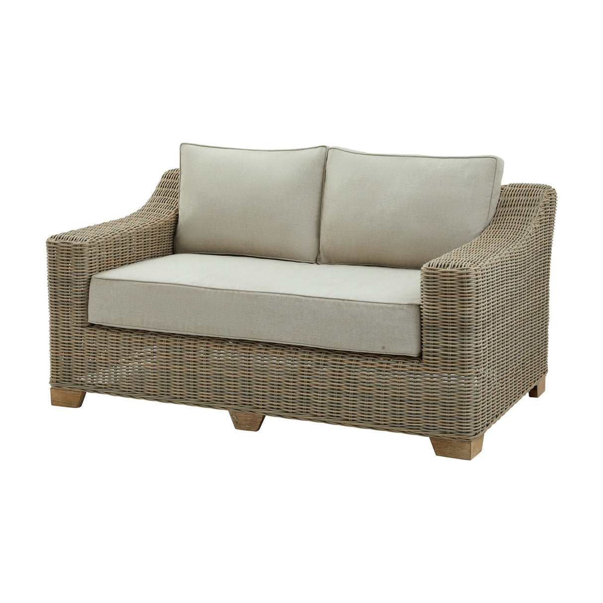 Rattan Two-Seater Garden Sofa – Beige