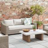 Rattan Three-Seater Garden Sofa – Beige