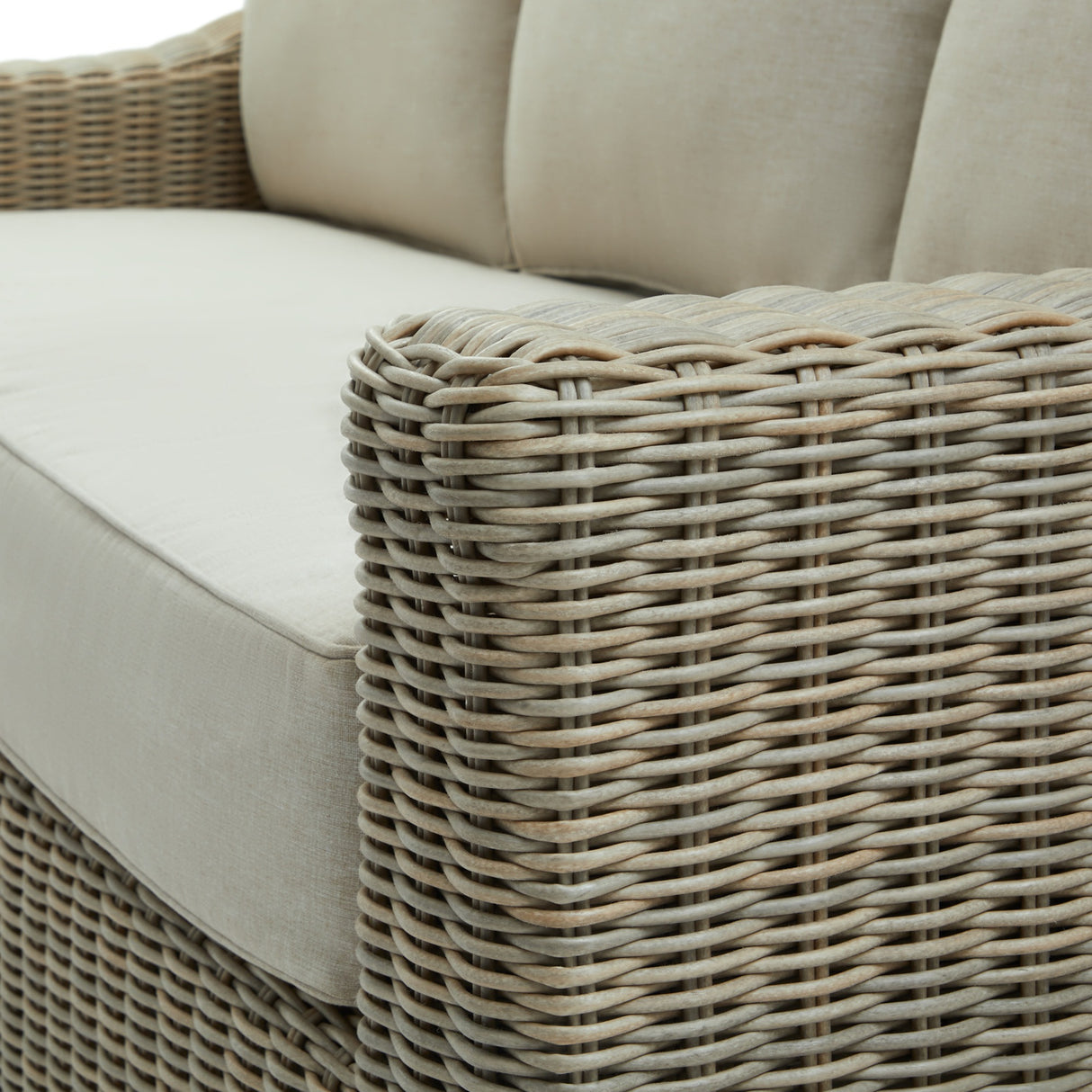 Rattan Three-Seater Garden Sofa – Beige