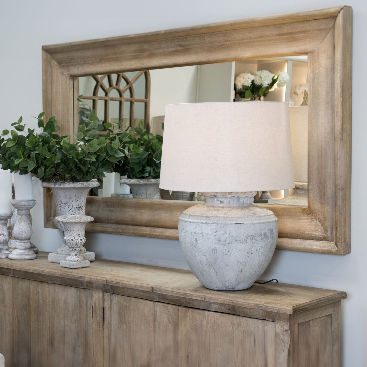 Round Wall Mirror with Wooden Frame – Brown
