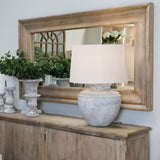 Round Wall Mirror with Wooden Frame – Brown