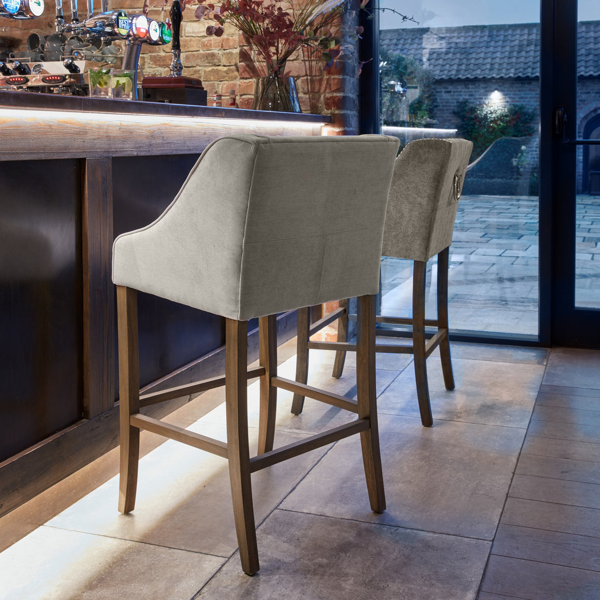 Wooden Bar Stool – Grey