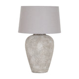 Elvessa Aged Stone Tall Table Lamp with Linen Shade – Beige