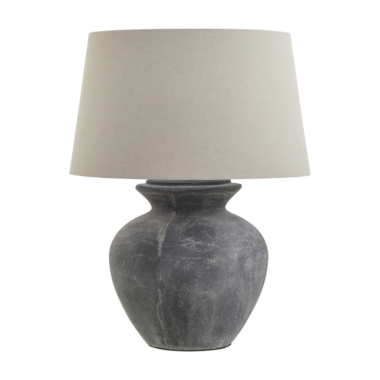 Ferranock Round Ceramic Table Lamp with Linen Shade – Grey