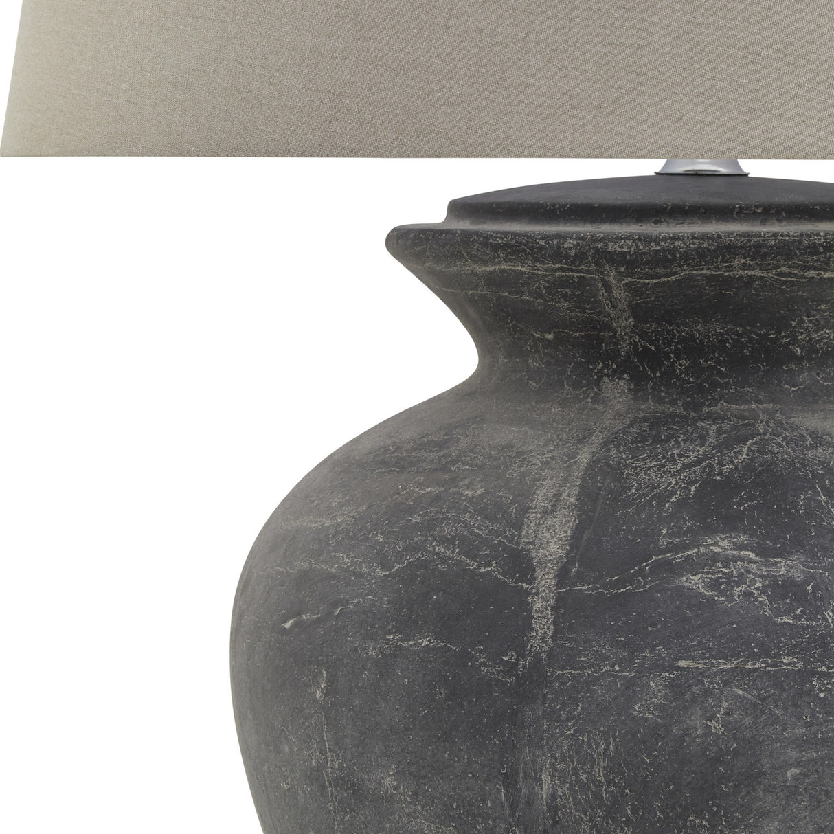 Ferranock Round Ceramic Table Lamp with Linen Shade – Grey